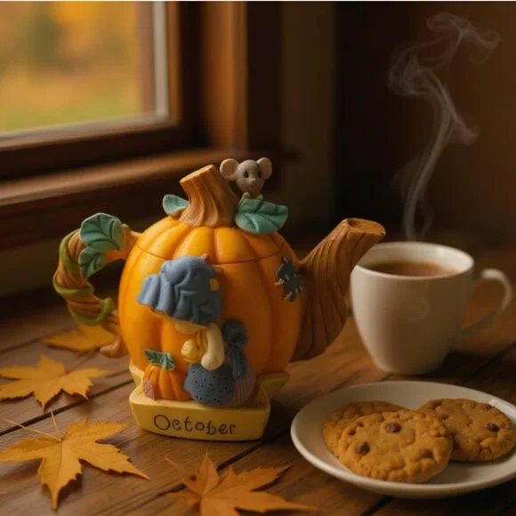 PRECIOUS MOMENTS By Enesco-October-Fall Seasonal Mini Teapot Item #608289 - Picture 11 of 11